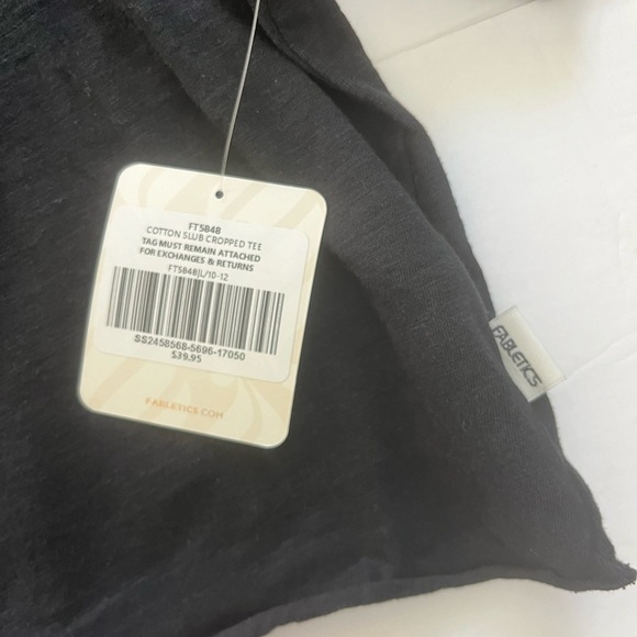 Fabletics Cotton Slub Cropped Tee Black Size Large New with Tags - Picture 6 of 8